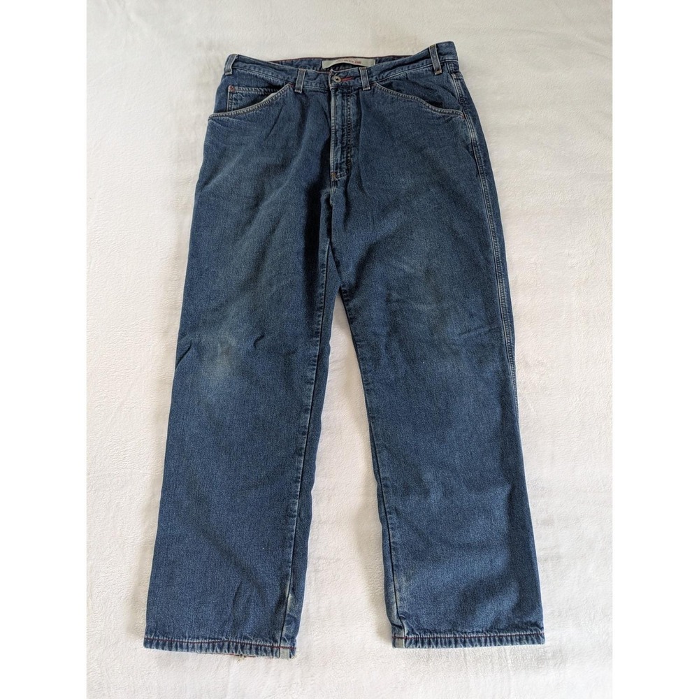 Vtg 90s Gap Carpenter Jeans Blue Flannel Lined Plaid Utility 36x30 Workwear